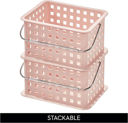 iDesign Small Shower Caddy with Handle, Portable Shower Organizer for Dorm or Bathroom, 3-Pack, Pink