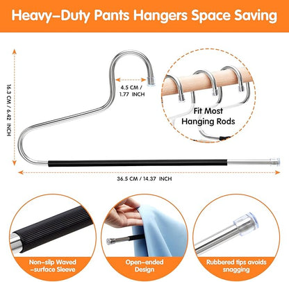 Pants Hangers Space Saving with Open-Ended,Closet Organizers and Storage,10 Pack Non-silp Clothes Hanger for Home Essentials,Dorm Room Essentials for College Students Girls Guys,Hangers for Jeans