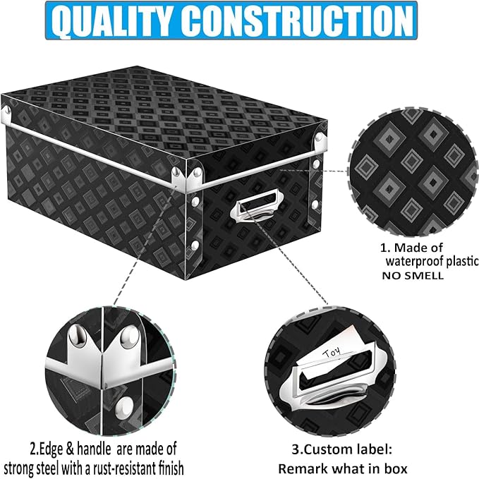XUCHUN Decorative Storage Box with lids,3 in 1 Set,Plastic,Waterproof Storage Bins for Shoes,Clothes,Office