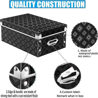 XUCHUN Decorative Storage Box with lids,3 in 1 Set,Plastic,Waterproof Storage Bins for Shoes,Clothes,Office
