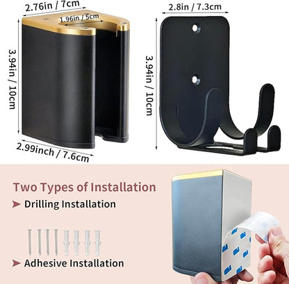 Dyson Airwrap Holder, Aluminum Curling Iron Holder Wall Mount for Dyson Airwrap/Airstraight/Shark Flex Style, Flat Iron Holder for Bathroom Storage, Black & Gold Chochoyah