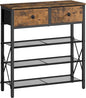 YATINEY 4 Tier Shoe Rack, Large Capacity Shoe Storage Organizer, Metal Shoe Shelf with Drawer and Wooden Top, for 16 Pairs of Shoes, for Entryway, Closet, Rustic Brown and Black SS24BR