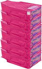 atorakushon 6 Piece Fabric Satin Blouse Cover Clothes Storage Bag Set With Transparent Window Wardrobe Garments Organizers (Pink)