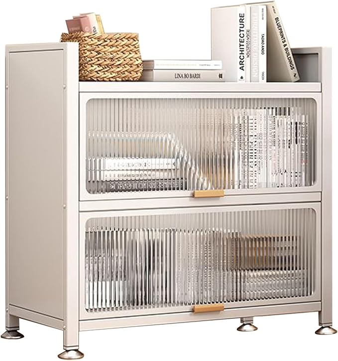 3-Tier Bread Rack & Coffee Station Storage, Transparent Flip Switch Door, Kitchen & Home Organizer, Microwave Stand, Pantry & Garage Shelf, White, 70cm/28in