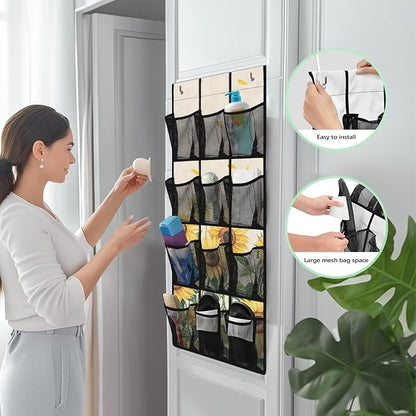 Sunflower Behind Door Shoes Hang Holder Rack,Storage for Small Spaces,Shoes Hanger Storage Organizer Bag for Bedroom Unique Print