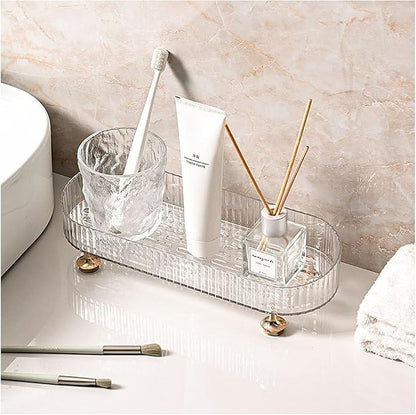 Makeup Perfume Organizer Tray, Small Bathroom Trays for Counter, Decorative Perfume Trays for Dresser, Vanity Make up Organizer Trays for Skincare and Cosmetics, Bathroom Tray Countertop