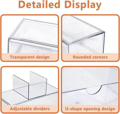 1PCS Square Qtip Holder Dispenser, Clear Cotton Ball Holder With Compartments, Stackable Cotton Pad Container, Cosmetic Organizer for Bathroom Canisters Vanity Makeup (1pc separate)