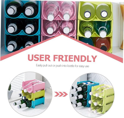 DECHOUS 3pcs Multi-Function Beer Rack Stackable Storage Rack for Kitchen Fridge Can Holder Beverage Organizer Plastic Soda Can Dispenser
