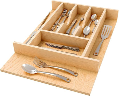 Rev-A-Shelf Natural Maple Right Size Utensil Insert Home Storage Kitchen Organizer 7 Compartment Drawer Accessory, 13-1/4" x 19-1/2", 4WCT-18SH-1