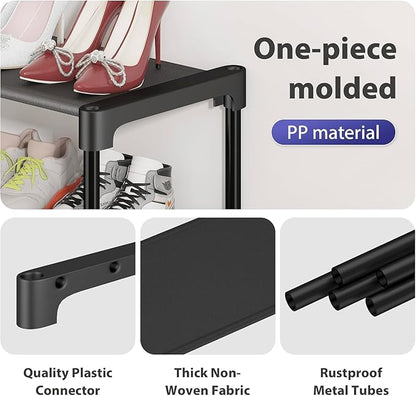 SAN HE Long Shoe Rack-Shoe Organizer 2 Tier Shoe Rack for Closet Front Door Entryway Garage, Stackable Free Standing and Freely Combinable Shoe Storage, Space Saving Small Shoe Shelves.