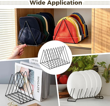 OMISTAR 2 Pcs Metal Hat Display Rack, 9-Grid Beanie Organizer for Home Closet, Space-Saving Knitted Hat Storage Rack Display Stand for Baseball Caps, Winter Caps