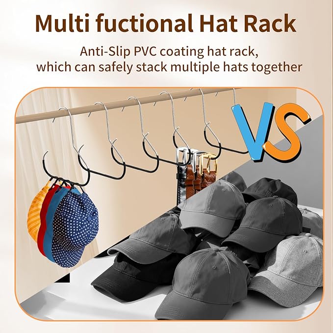 6PCS Hat Organizer for Baseball Caps, Hat Storage Hook, Cap Rack for Organizers and Storage