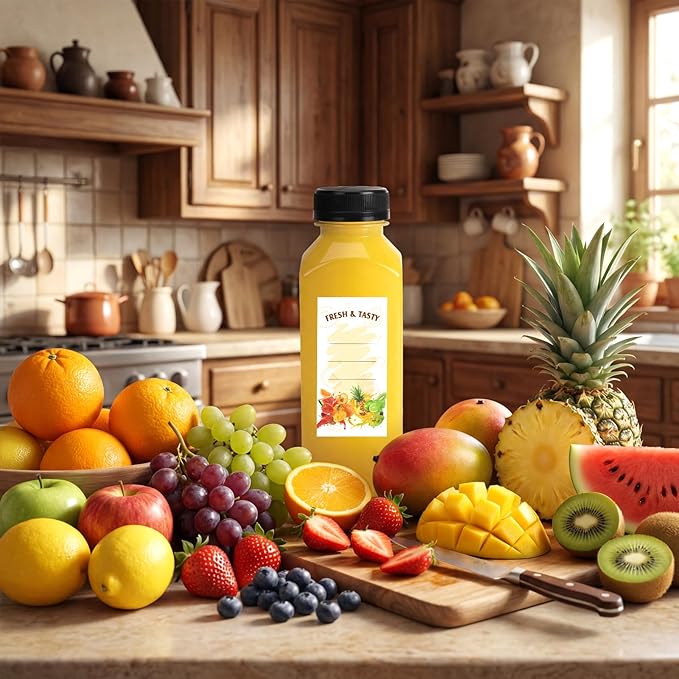 BAKHUK 590pcs 12oz Empty Plastic Juice Bottles with Caps, Plastic Water Bottles with lids, Reusable Clear Bulk Beverage Containers for Juice, Milk and Other Beverages