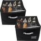 2 Pack Shoe Organizer for Closet，Foldable Shoe Storage Organizer with Clear Cover and Sturdy Handles,Fits 12-16 Pairs (black)