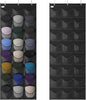 Baseball Hat Rack, 24 Pocket Over-The-Door Hat Organizer with Clear Deep Pockets to Display Baseball Caps Collection, Complete with 3 Over Door Hooks (Black, 24 Pockets)