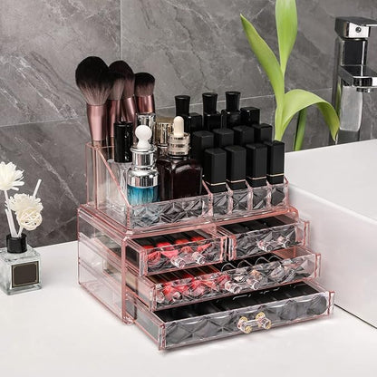 ZHIAI Stackable cosmetic organizer with drawers, easy to organize cosmetic products accessories Suitable for vanity, toilet, bathroom and bedroom organization and storage