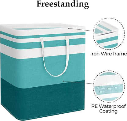 StorageRight Large Collapsible Laundry Basket Hamper with Easy Carry Handles，Freestanding Clothes Hampers for Laundry, Bedroom, Dorm, Towels, Toys, 100L, Green