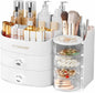 XIAPIA Makeup Organizer Countertop, Make Up Organizer for Vanity, Skincare & Cosmetic Organizers with Drawers, Bathroom Organizers Storage for Brush Holder|Lipstick|Jewelry, Ideal Gift for Women WHITE