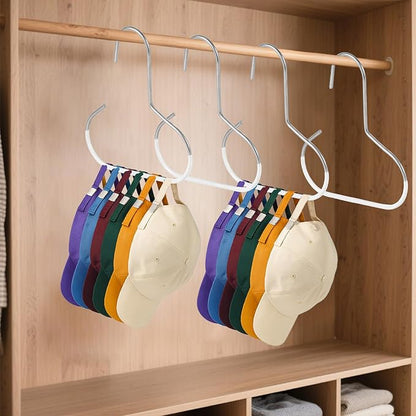 lasuroa 4pcs Hat Organizers, Durable Anti-Slip Baseball Hat Storage Hanger Practical Closet Accessories Suitable for Beanie Belt Tie Scarves Purse (White)