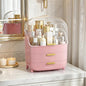 Vtopmart 3-Tier Skincare Makeup Organizer with Drawers and Lid for Vanity and Bathroom Countertop, Large Cosmetic Storage Box Case for Dresser, with Non-Slip Base, Pink