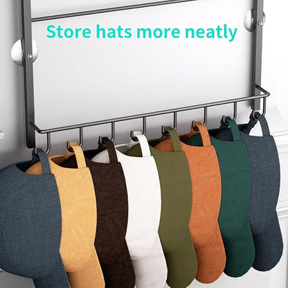 HapiRm Over Door Hat Rack - 3 Tier Wall Mounted Hat Organizer with 24 Hooks, Baseball Cap Organizer Storage Holds up to 24 Caps for Door, Bedroom, Closet