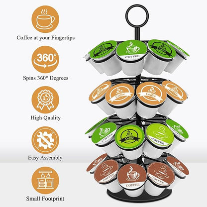 KIMIUP Coffee Pod Holder, K Cup Organizer Compatible with K-Cups(36 Pods), Kitchen Detachable Coffee Pod Organizer for Countertop, Spins 360-Degrees