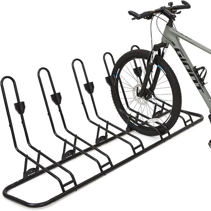 Kingarage Floor Bike Rack for 5 Bikes, Safeguard Disc Brakes & Derailleurs Design, Waterproof Bicycle Stand Indoor/Outdoor/Garage Use, Fits 12"-29" Tires, Upgraded 0.63" Steel Tubes for Stability