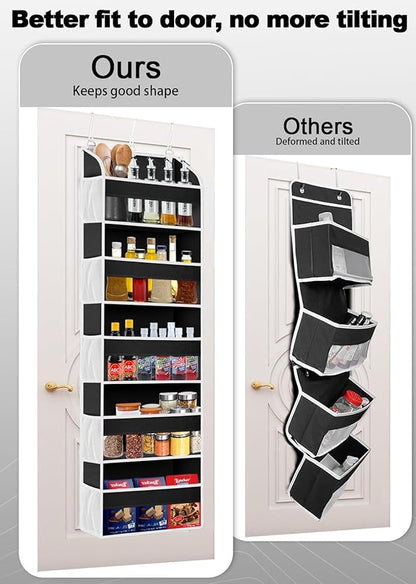 TAHAVICE 1 Pack Over The Door Storage Organizer with 5 Pockets 10 Mesh Side Pockets, 44 lbs Weight Capacity Door Hanging Organizers and Storage for Bedroom,Bathroom,Nursery,Pantry,Dorm(Black)