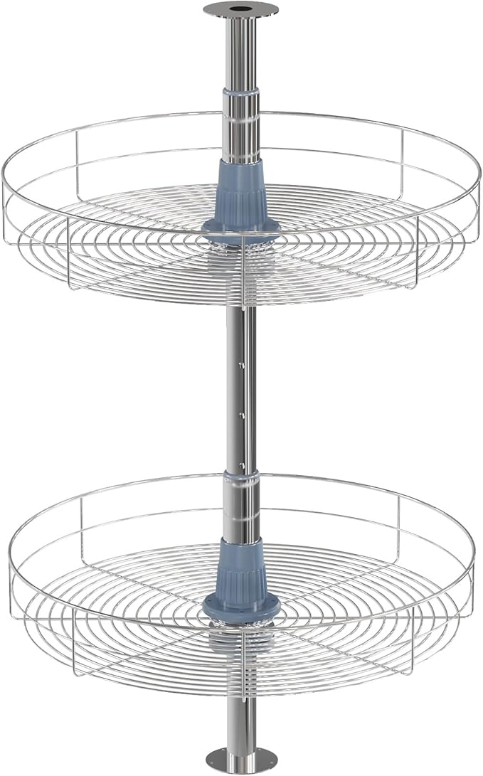 Dowell 18" Round Lazy Susan, 2 Shelves, Kitchen Wall Corner Cabinet Organizer (Chrome 4001 360D)