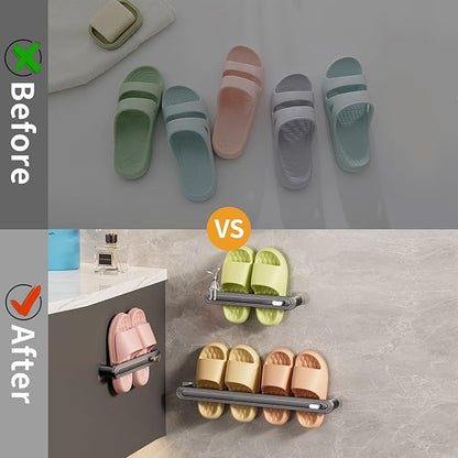 2-Pack Modern Wall Mounted Shoe Racks with Decorative Bunny - Sleek ABS Hanging Shoe Organizer for Closet, Entryway & Mudroom, Holds 2 Pairs Each (Space-Saving Design)