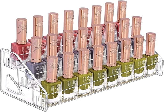 JessLab Nail Polish Organizer, 3-Tier Clear Acrylic Sunglass and Essential Oil Holder, Makeup Organizer for Bathroom Vanity Countertop