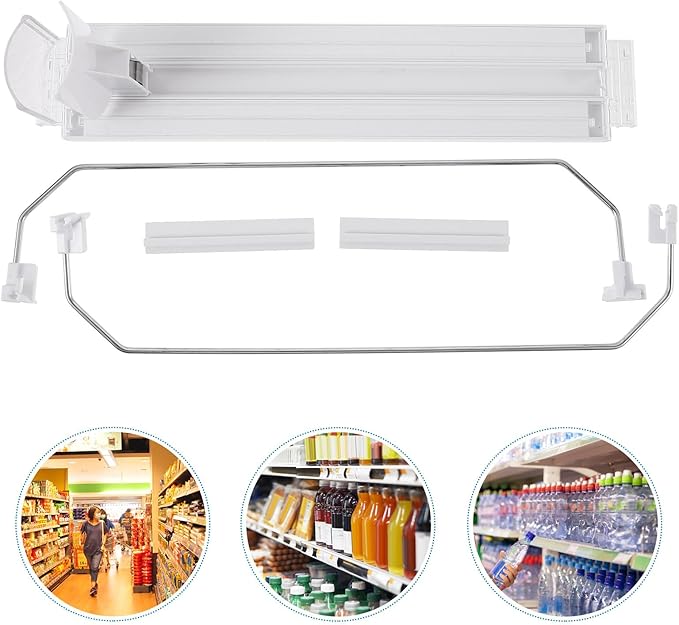 BESTOYARD Drink Pusher Supermarket Shelf Pusher Fridge Soda Can Holder Beverage Pusher Beer Can Storage Holder Drink Replenishment Pusher Drinks Cold Drink Abs Display Box White, 32.50X8.00X6.50CM
