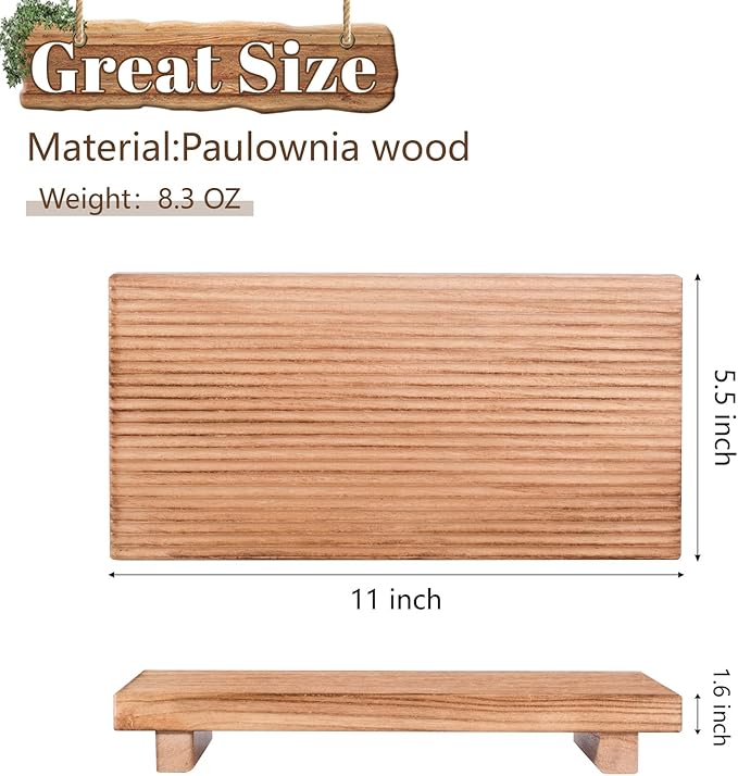 Bathroom Tray Farmhouse Decor Pedestal Stand Wood Riser Display Kitchen Accessories Soap Holder for Sink, Counter, Vanity, 11 * 5.5 Brown