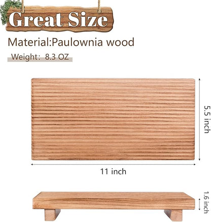 Bathroom Tray Farmhouse Decor Pedestal Stand Wood Riser Display Kitchen Accessories Soap Holder for Sink, Counter, Vanity, 11 * 5.5 Brown