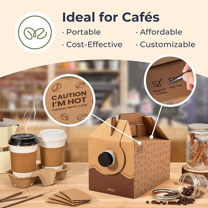 Fit Meal Prep 25 Pack 48 oz Disposable Coffee Dispensers with Handle, Insulated to Go Storage Containers, Portable Coffee Box Cold Hot Drink Dispenser Bulk for Party, Catering, Office, Take Out