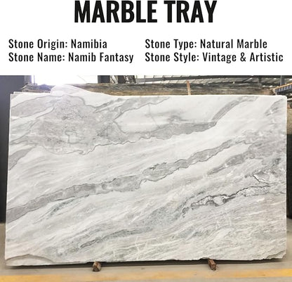 Koville African Natural Marble Decorative Tray, 12"x6" - Countertop Organizer, Catchall Tray for Perfume, Candles, Jewelry