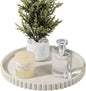 Round Bathroom Tray Silicone Kitchen Counter Decor Vanity Organizer Decorative Coffee Table Tray for Perfume, Candle, Soap Dish, 12 Inch, Beige