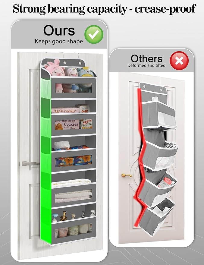 KYEVIS Over The Door Organizer, 5 Shelves Closet Door Hanging Storage and Organizer with 10 Mesh Pockets, Nursery Closet Organizer, Baby Essentials, Stuffed Animal Storage
