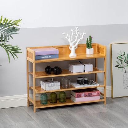 SOBIBO Bamboo Shoe Rack Organizer, 4 Tier Shoe Shelf Storage Organizer, for Entryway, Hallway, and Closet (Nature-31.5)