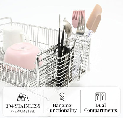 INEX Rectangular Cutlery Holder Caddy (Stainless Steel, 5.1" H x 6.1" W x 3.1" D (Haning-type))
