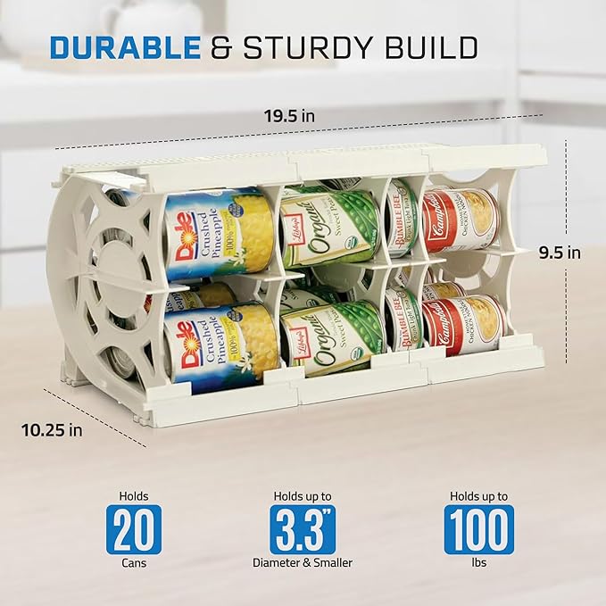 Shelf Reliance Cansolidator Cupboard - 1-Pack Can Organizer for Pantry, Stackable Soda Can Storage for Kitchen, Holds 20 Cans of Food or Soda