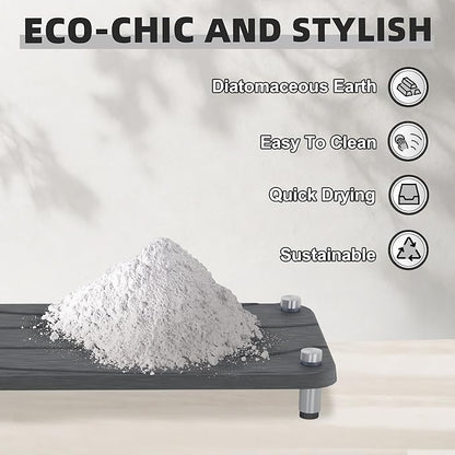 2Pcs Stone Drying Mat, Water Absorbing Stone Tray with Stainless Steel Feet, Fast Drying Diatomite Stones Sink Tray, Soap Dish Rack, Vanity Trays Dispenser Organizer for Bathroom(11"L x 4.3"W x 1.3"H)