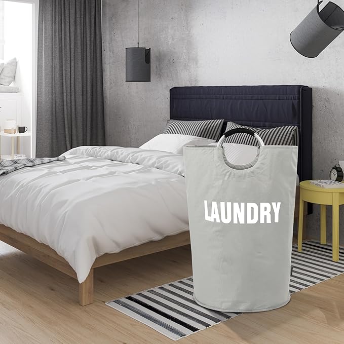 DOKEHOM 160L XX-Large Laundry Basket (7 Colors), Collapsible Laundry Bag, Foldable Laundry Hamper, Folding Washing Bin (Grey, XXL)