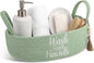 Wash Your Hands Bathroom Decoration Green Cotton Rope Toilet Basket Toilet Paper Holder Basket Rustic Bathroom Organizer Farmhouse Home Decoration Organizing Small Baskets