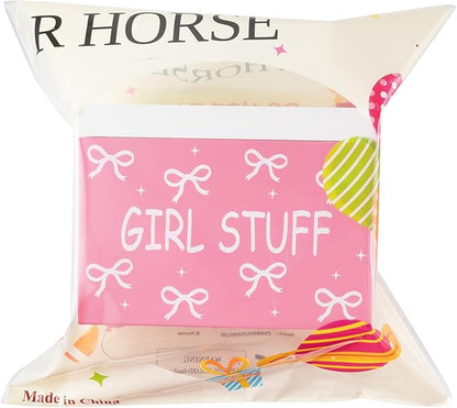 R HORSE Tampon Holder for Bathroom - Pink Feminine Product Organizer, Bow Organize Case with Lid Shark Week Tampon Storage Lady Stuff Box for Bathroom Accessories