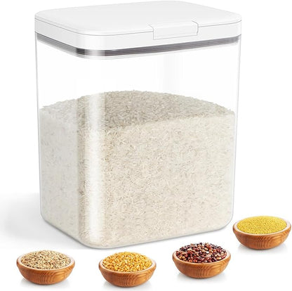 TBMAXS Rice Storage Container - 5.8 Qt | 11 Lbs Crystal-Clear Plastic Food Storage Container Bin with Pop-up Lid for Rice Flour Sugar, Dry Food Holder for Kitchen Pantry Organization and Storage