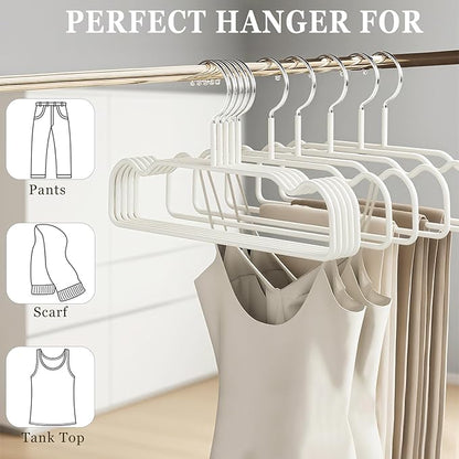 Non-Slip Rubber Pants Hangers,20 Pack Slim Thin Space-Saving Trouser Hanger,Rust-Free Closet Clothes Organizer for Slacks Scarf Ties,13.3inch