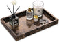 Marble Bathroom Vanity Tray, Natural Luxury Vanity Home Kitchen Bathroom Table Tray, Stone Decorative Countertop Dresser Trays for Key Coffee Perfume Jewelry Makeup (Dark Brown, 12"x 8" x1.2")