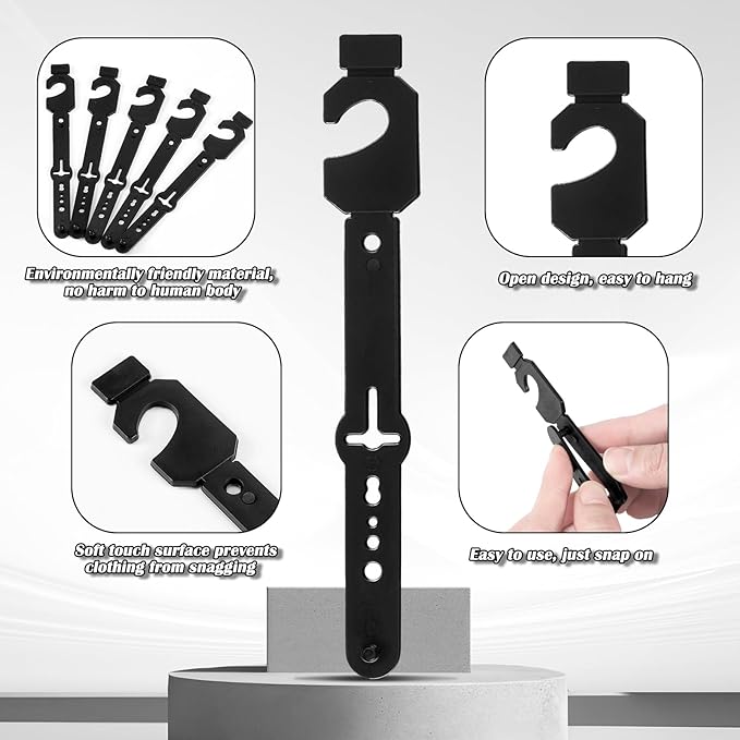 Geelin 250 Pack Belt Hanger Black Plastic Belt Hangers, Tie Hangers Bulk for Men, Closet Organizers, Storage, Retail
