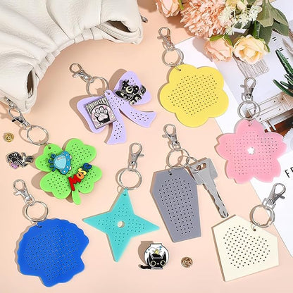 BENECREAT 8Sets Acrylic Pin Display Keychain, Acrylic Brooch Display Trays with Brass Jump Rings & Alloy Clasps for Badges Brooches & Enamel Pins Organizer, Shape Style